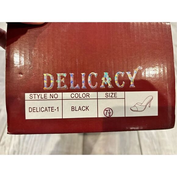 Delicacy dressy black slide on heels with diamonds size 7 1/2 - Picture 9 of 9